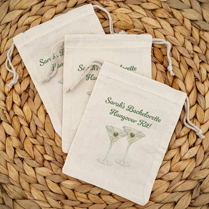 Create Your Own Wedding Favor Bags, Custom Mini Drawstring Tote Bag, Hangover Kit, Wedding Favor for Guests, Printed 5" x 7" Bag