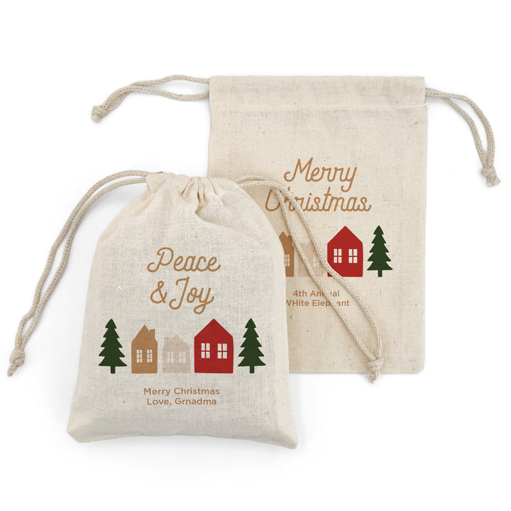 Christmas Village, Drawstring Bags