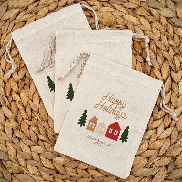 Christmas Village, Drawstring Bags