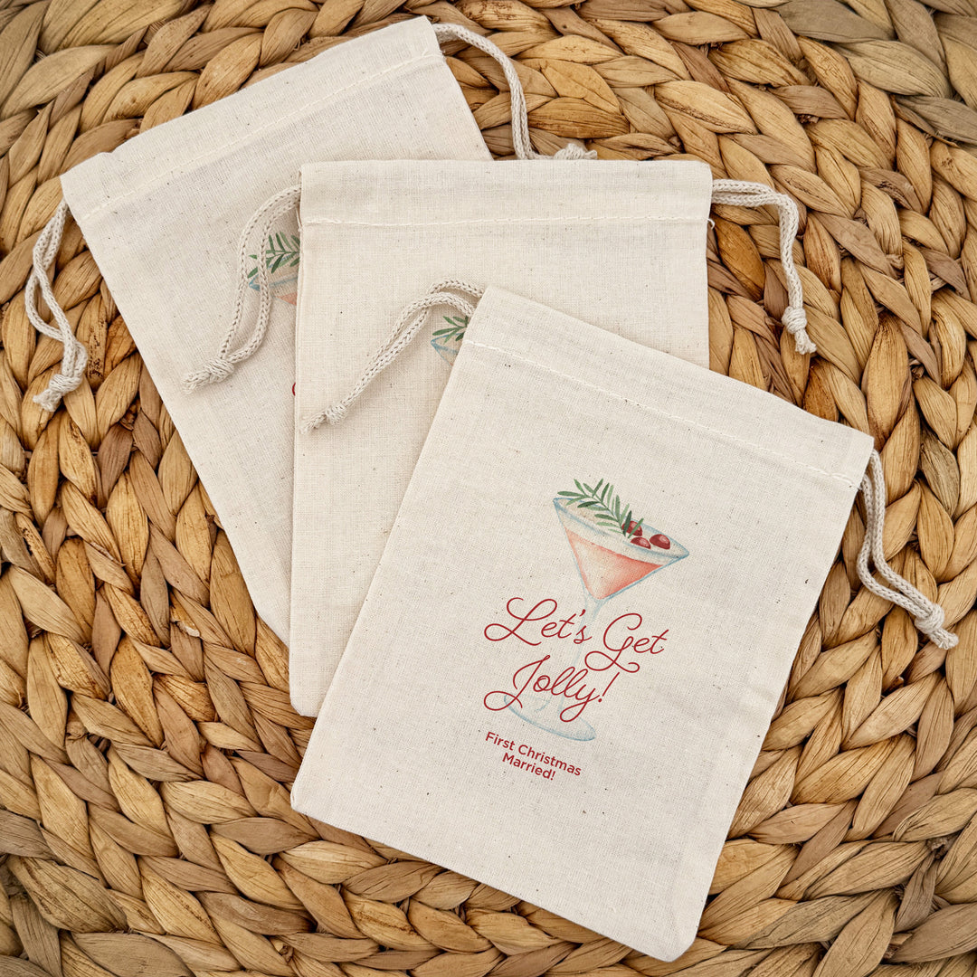 Watercolor Holiday Cocktail Drawstring Bags
