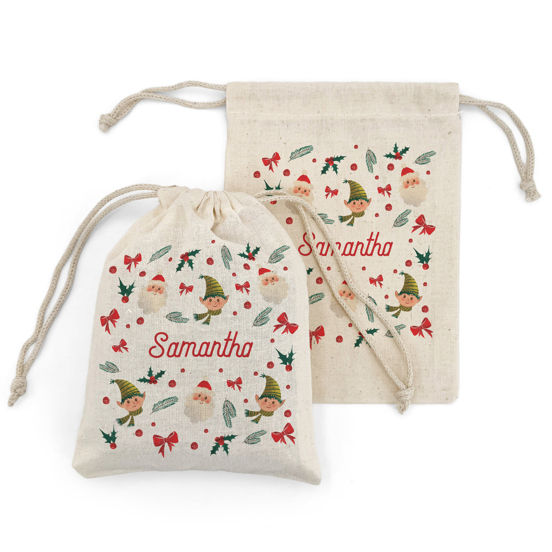 Holiday Icon Pattern, Personalized Drawstring Bags