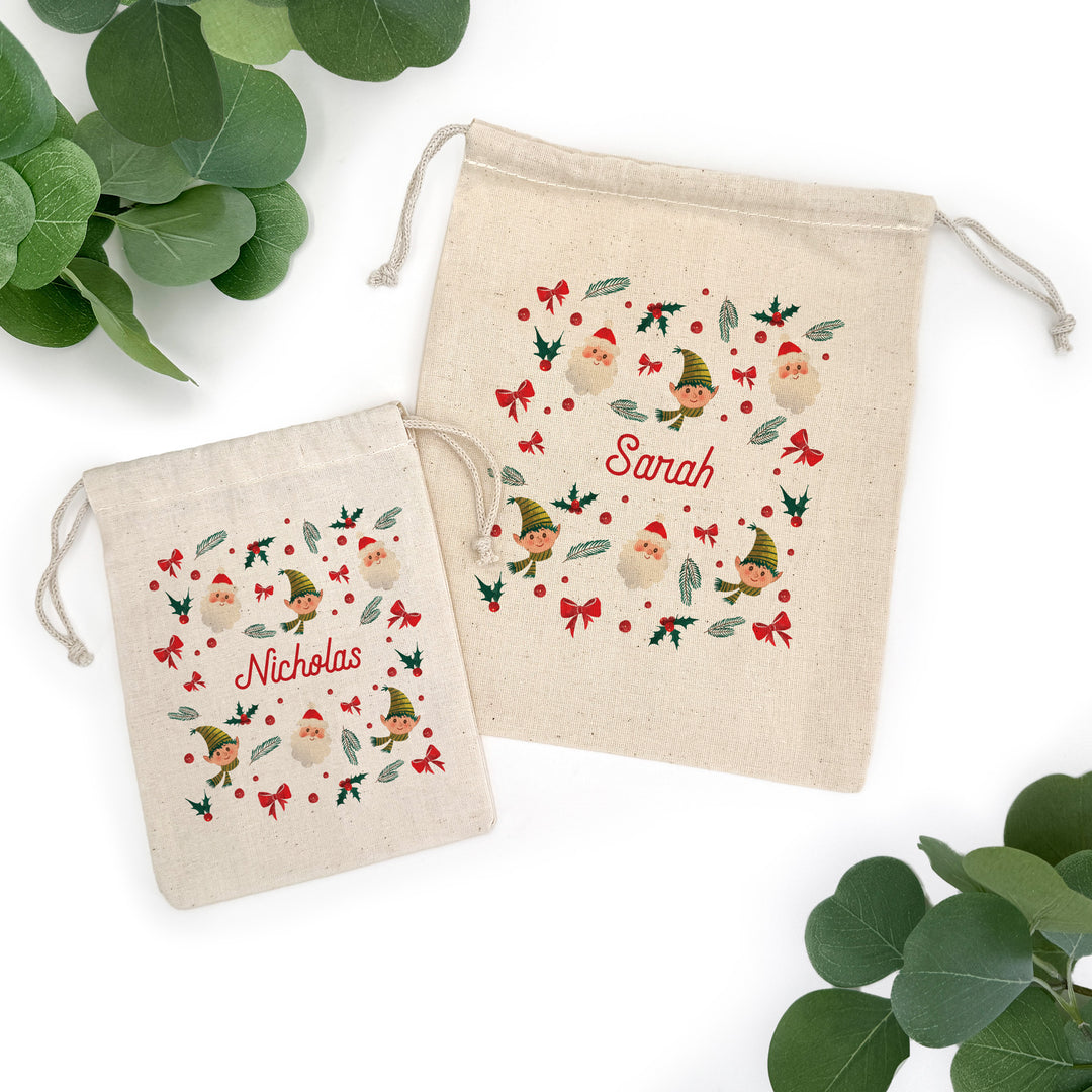 Holiday Icon Pattern, Personalized Drawstring Bags