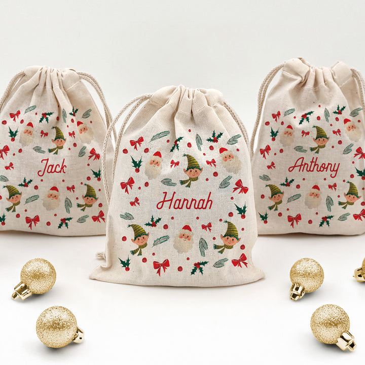 Holiday Icon Pattern, Personalized Drawstring Bags