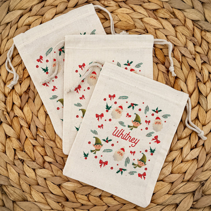 Holiday Icon Pattern, Personalized Drawstring Bags