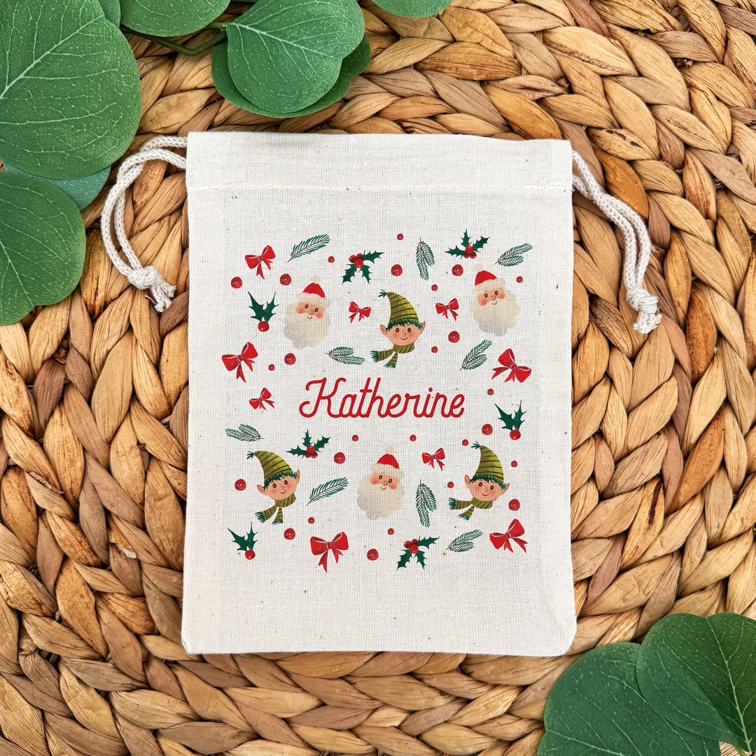 Holiday Icon Pattern, Personalized Drawstring Bags