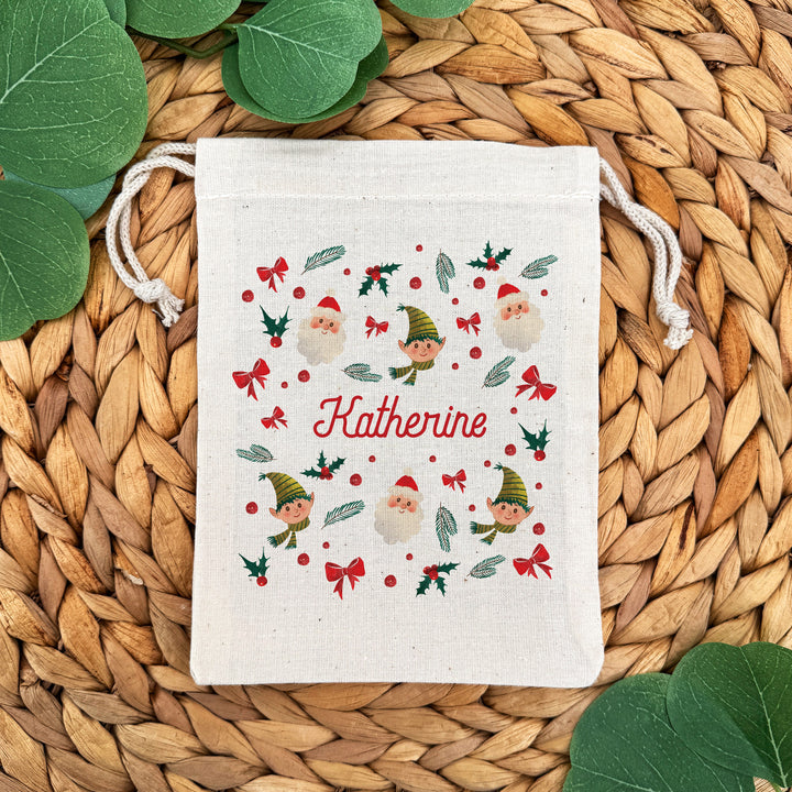 Holiday Icon Pattern, Personalized Drawstring Bags