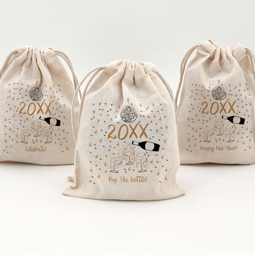 New Year's Eve Champagne, Drawstring Bags
