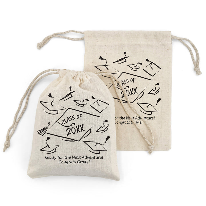 Doodle Graduation Caps, Graduation Party Favor Bags, Drawstring Bags