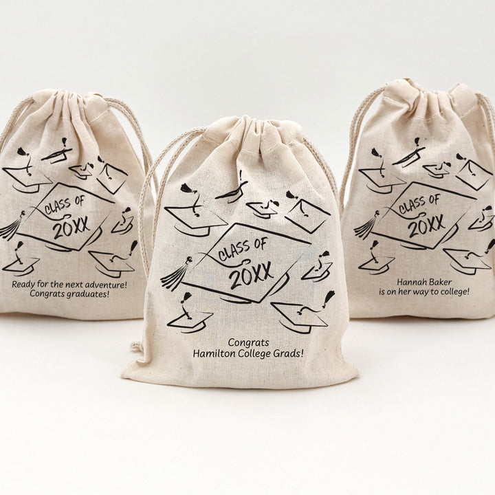 Doodle Graduation Caps, Graduation Party Favor Bags, Drawstring Bags
