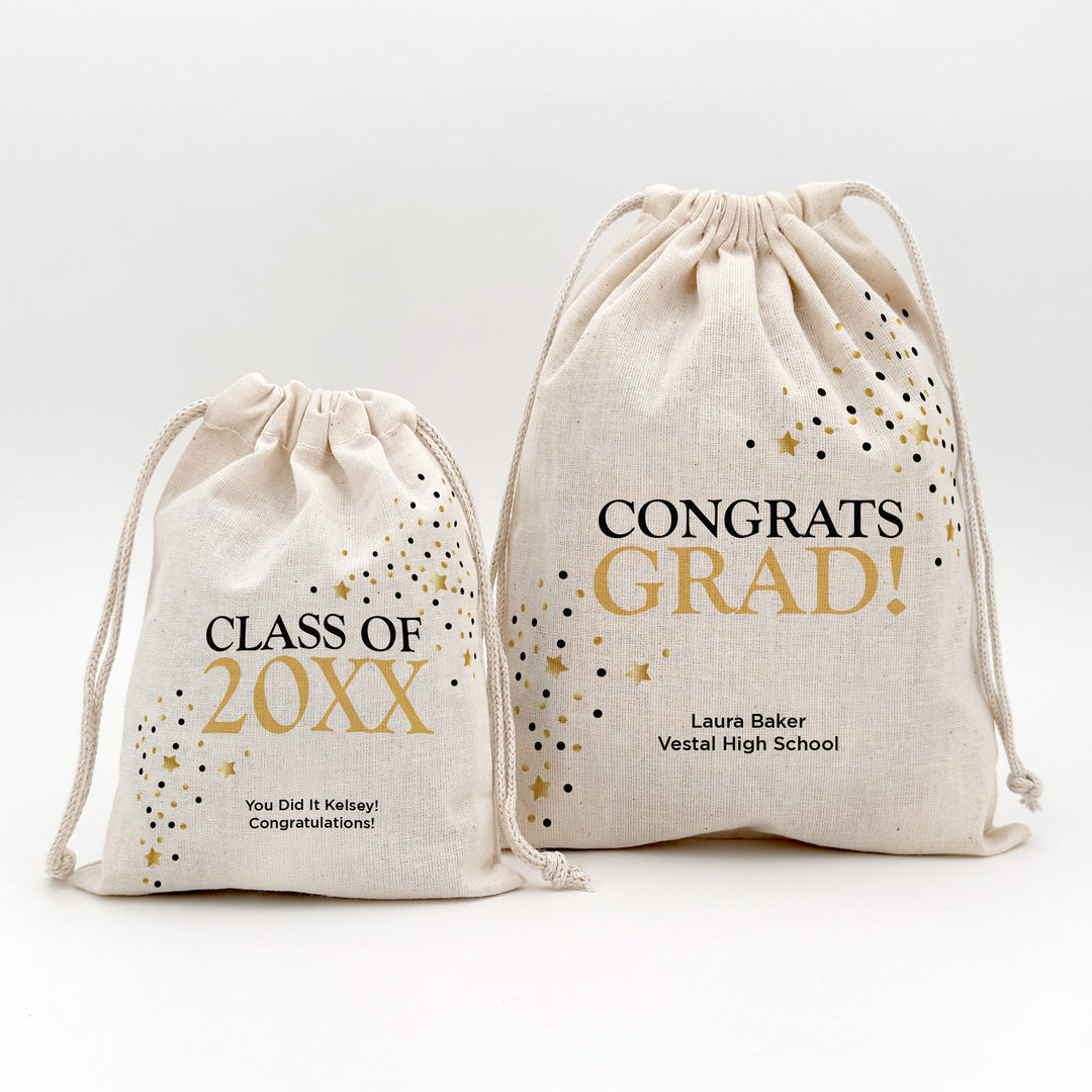 Grad Confetti Stars, Graduation Party Favor Bags, Drawstring Bags