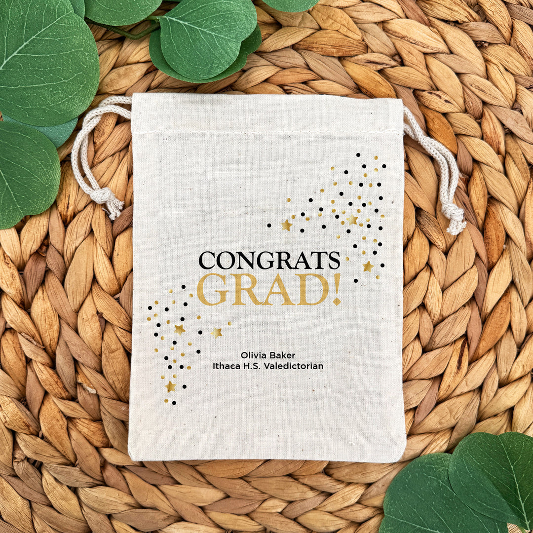 Grad Confetti Stars, Graduation Party Favor Bags, Drawstring Bags