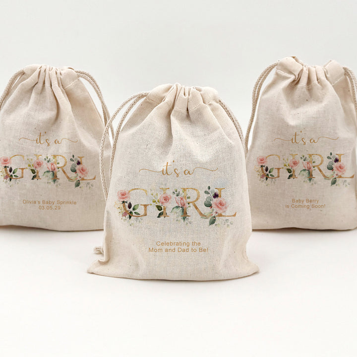 It's a Girl, Baby Shower Drawstring Bags