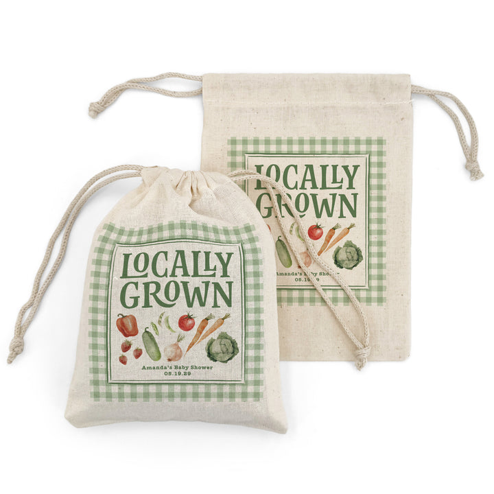 Locally Grown, Baby Shower Drawstring Bags