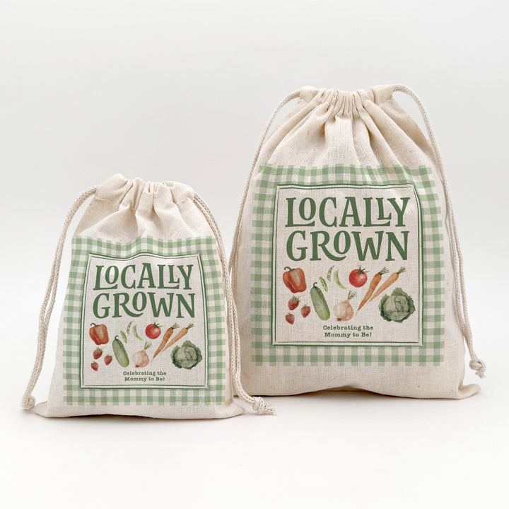 Locally Grown, Baby Shower Drawstring Bags