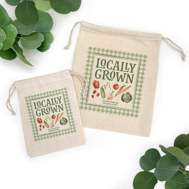 Locally Grown, Baby Shower Drawstring Bags