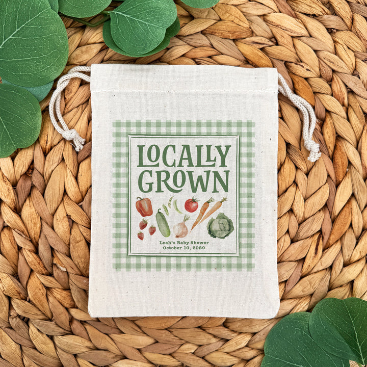 Locally Grown, Baby Shower Drawstring Bags