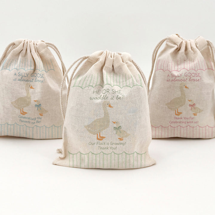 A Silly Goose is Almost Loose, Baby Shower Drawstring Bags