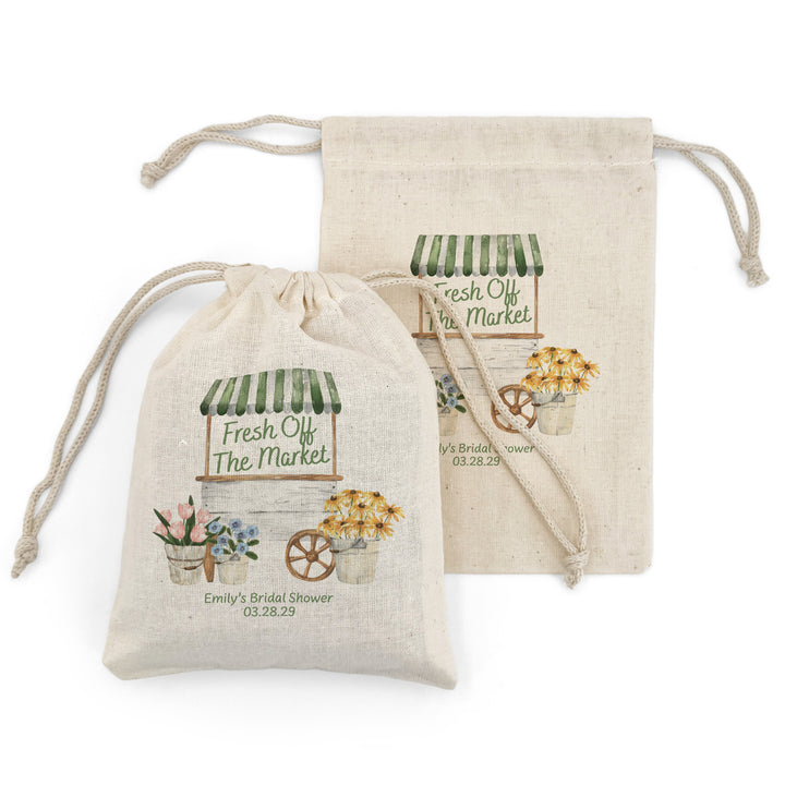 Fresh Off the Market, Bridal Shower Drawstring Bags