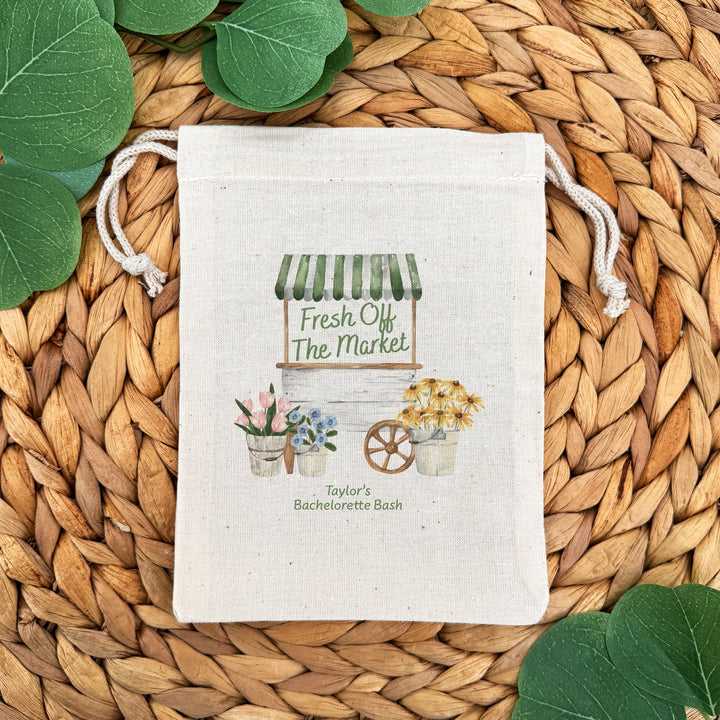 Fresh Off the Market, Bridal Shower Drawstring Bags