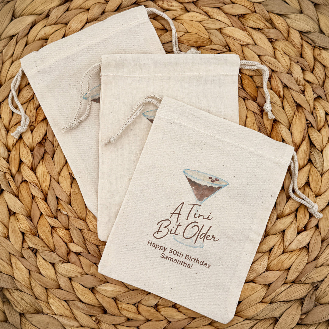 Custom Drawstring Bags, Espresso Martini Birthday, Wedding Hangover Kit, Love is Brewing, Espresso Martini Bags