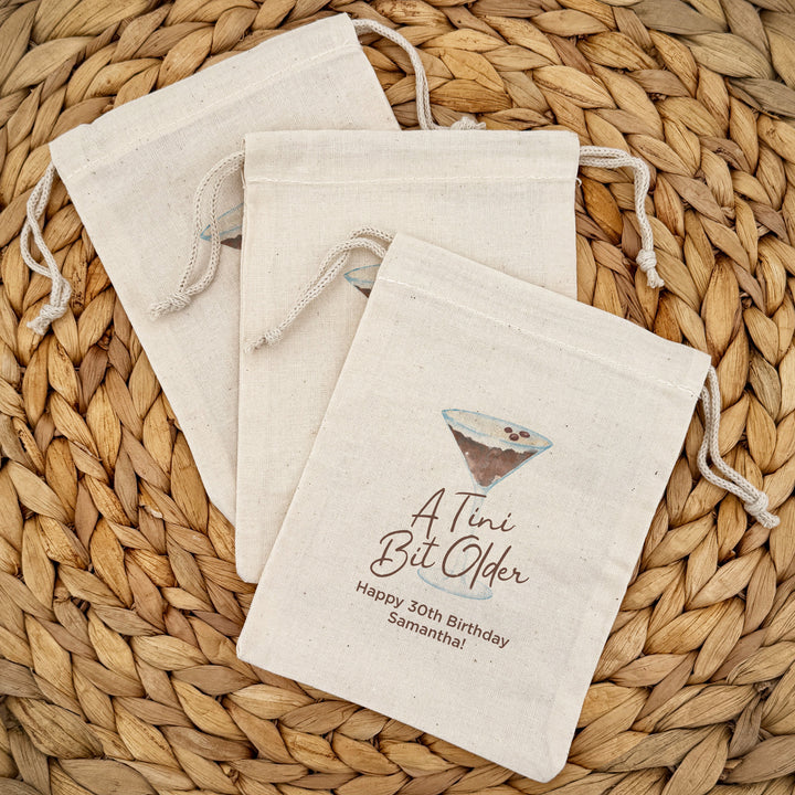 Custom Drawstring Bags, Espresso Martini Birthday, Wedding Hangover Kit, Love is Brewing, Espresso Martini Bags