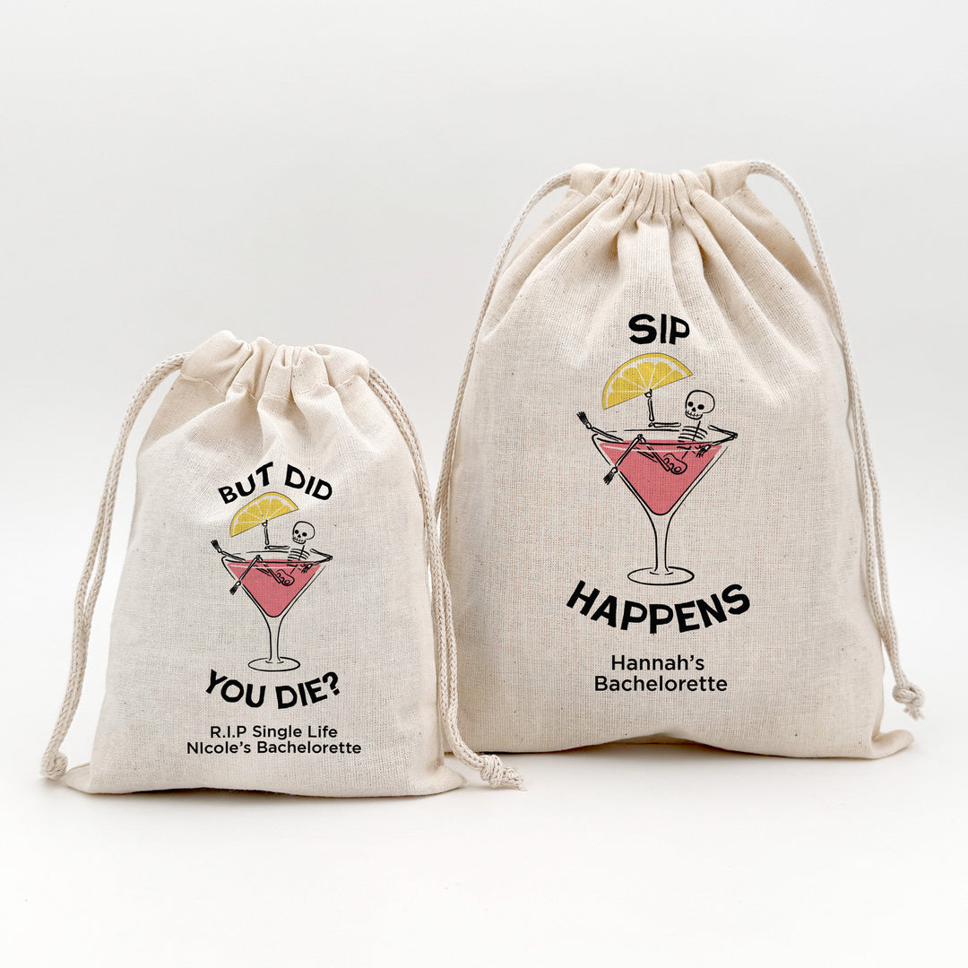 Bachelorette Goody Bags, Hangover Kit, Custom Tote Bag, Girls Trip, Birthday Favors, Wedding Favor, Till Death Do Us Party, But Did You Die, Cosmopolitan Skeleton Bags