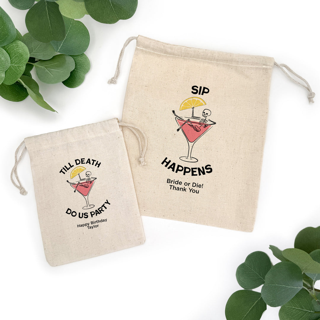 Bachelorette Goody Bags, Hangover Kit, Custom Tote Bag, Girls Trip, Birthday Favors, Wedding Favor, Till Death Do Us Party, But Did You Die, Cosmopolitan Skeleton Bags