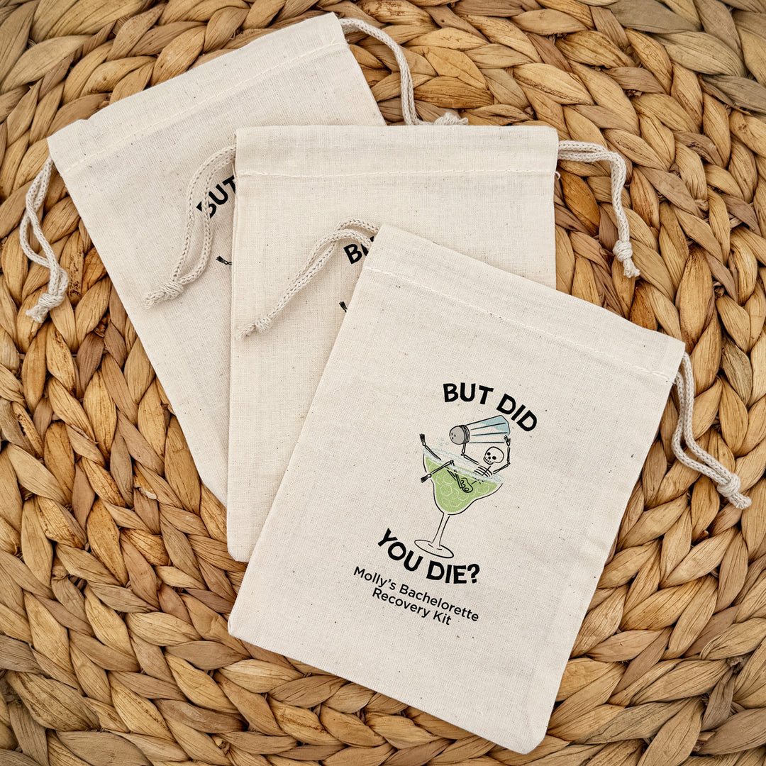 Bachelorette Goody Bags, Hangover Kit, Custom Tote Bag, Girls Trip, Birthday Favors, Wedding Favor, Till Death Do Us Party, But Did You Die, Margarita Skeleton Bags