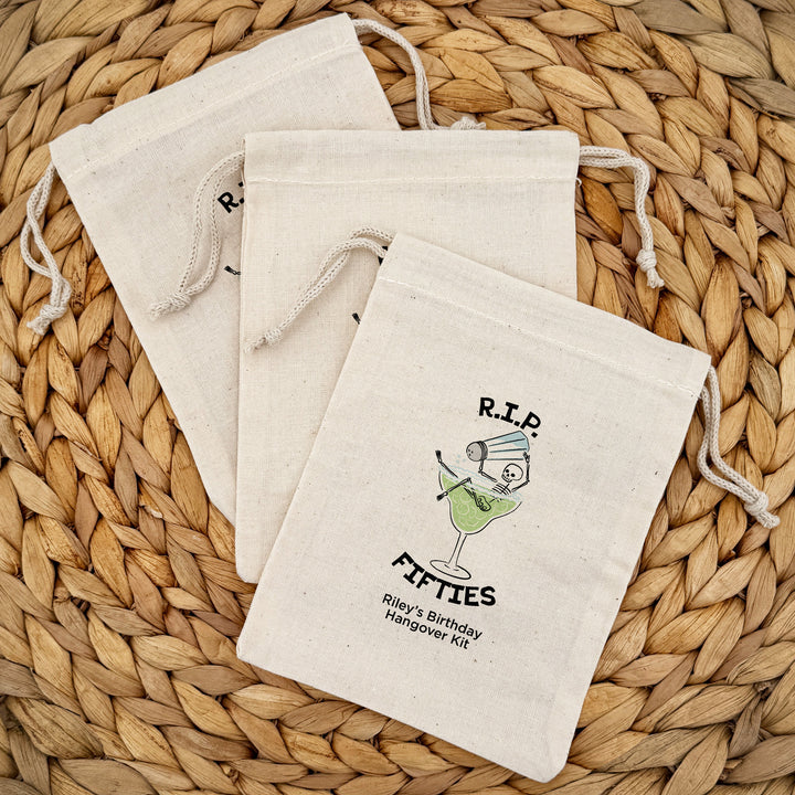 Margarita Birthday Party Favor Bags, Custom Mini Drawstring Tote Bag, Birthday Favors, RIP Forties, Let's Get Salty Birthday, Margarita Skeleton Bags