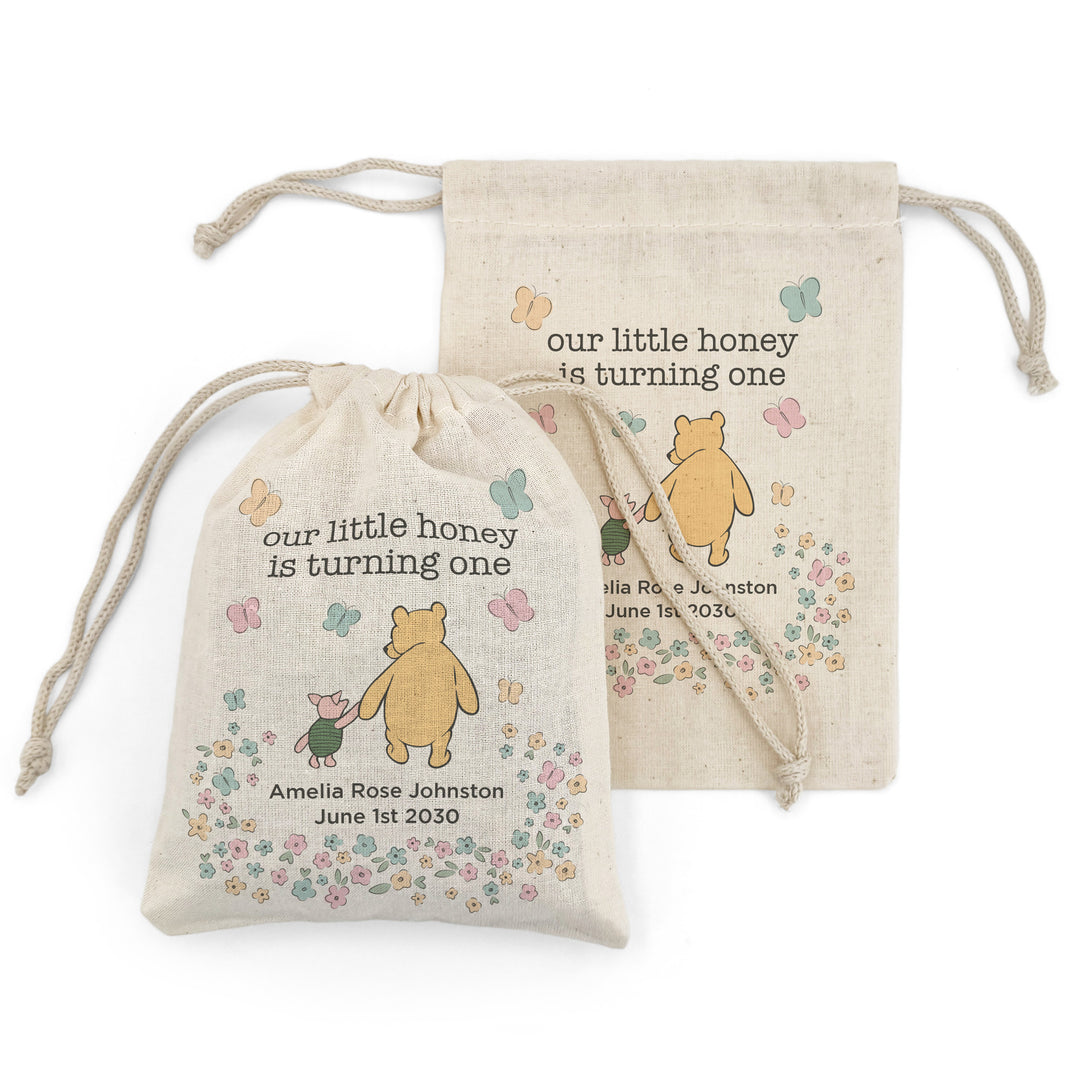 Custom Drawstring Bags, Birthday Goody Bags, Winnie the Pooh Birthday Party Favors, Pooh and Piglet Bags