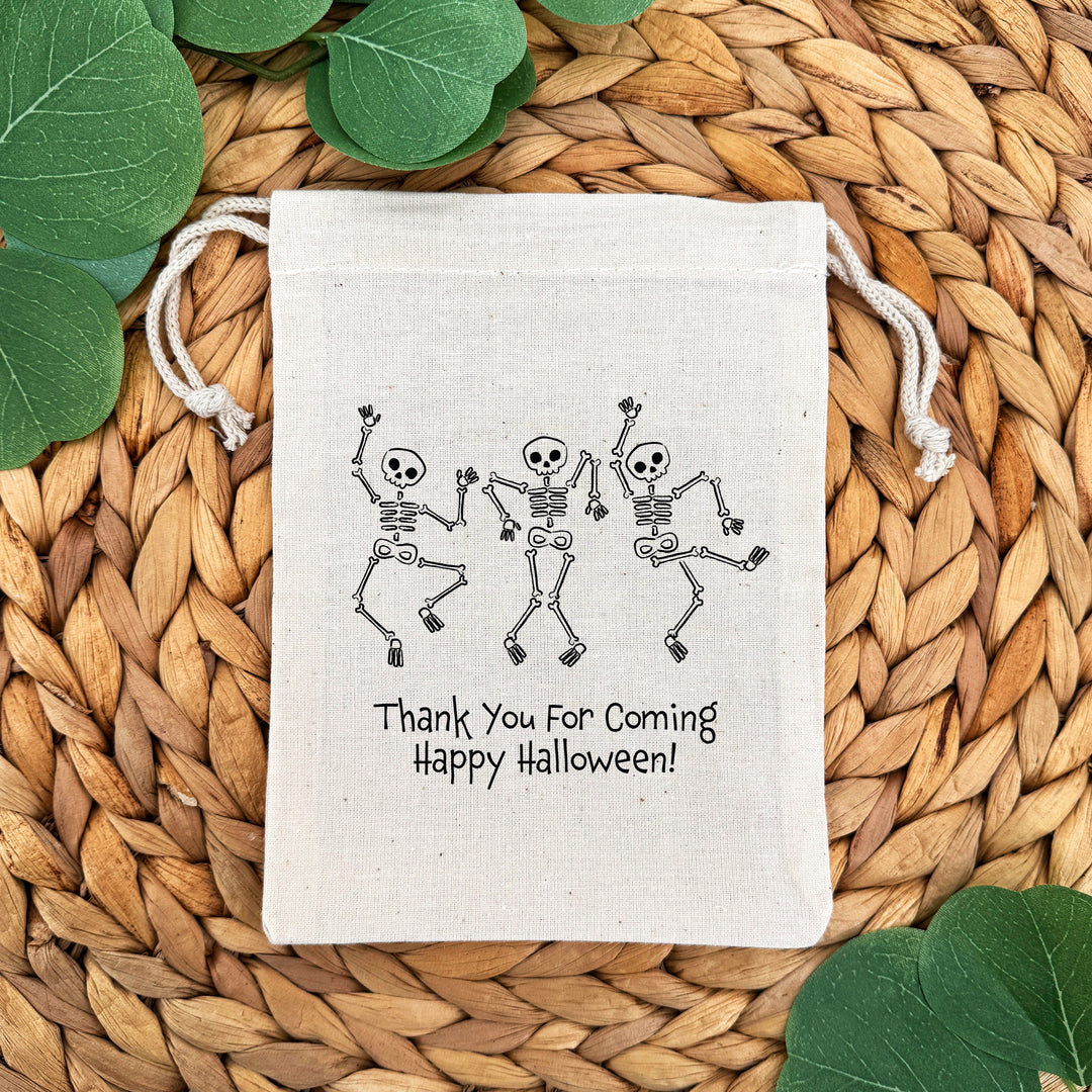 Custom Drawstring Bags, Halloween Gift Bags, Custom Goodie Bags, Dancing Skeletons