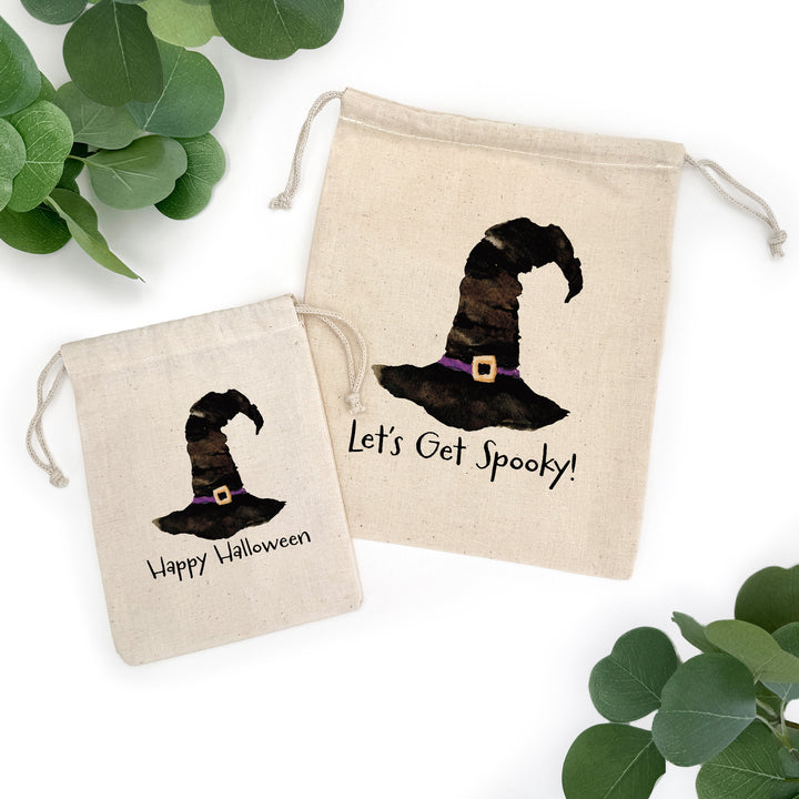 Witch Hat Halloween Goodie Bags, Personalized Treat Bags, Mini Drawstring Bag