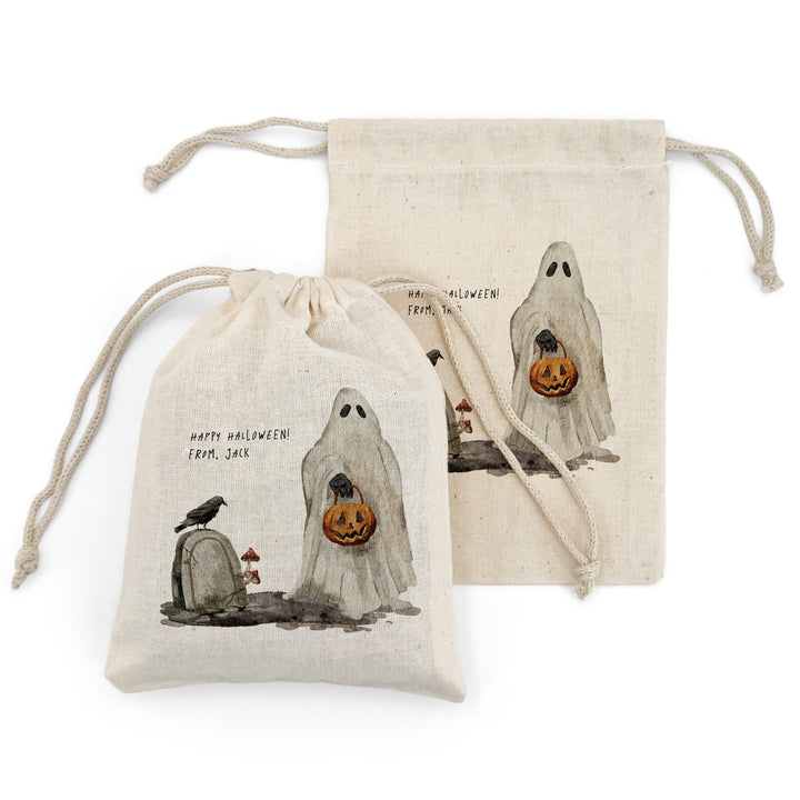 Halloween Party Favor Bags, Halloween Gift Bag, Mini Drawstring Bag, Spooky Scenes