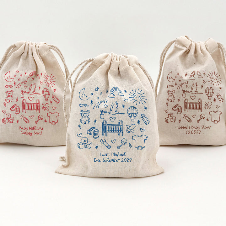 Baby Sketch Pattern, Baby Shower Drawstring Bags