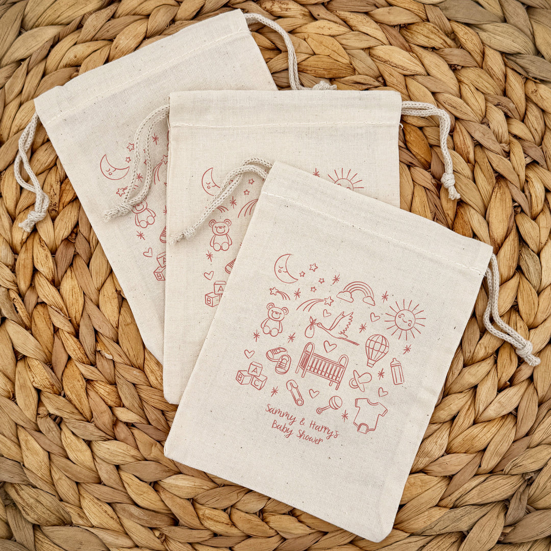 Baby Sketch Pattern, Baby Shower Drawstring Bags