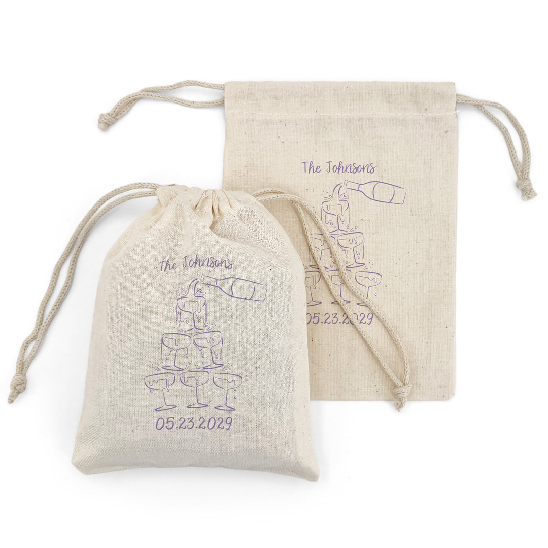 Champagne Tower Doodle, Drawstring Bags