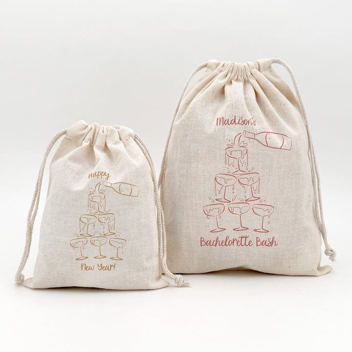 Champagne Tower Doodle, Drawstring Bags