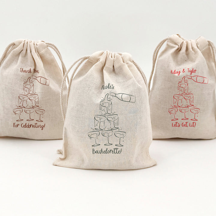 Champagne Tower Doodle, Drawstring Bags