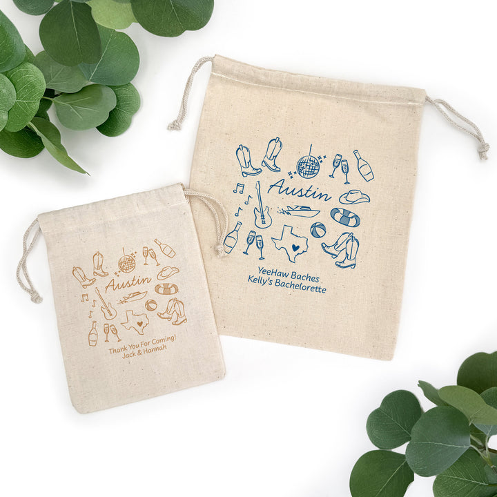 Custom Drawstring Bags, Girls Trip, Austin Bachelorette Bags