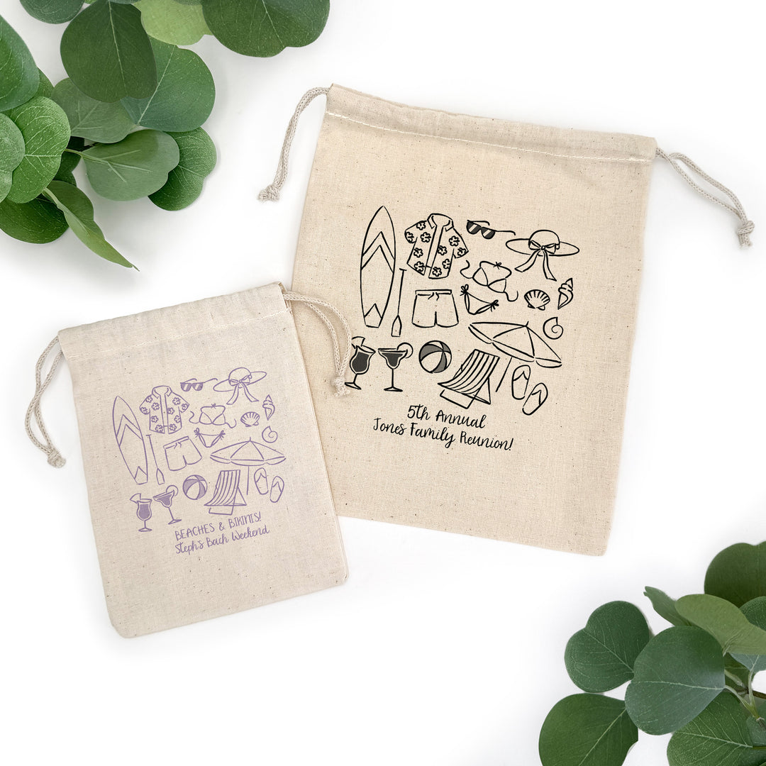 Custom Drawstring Bags, Girls Trip, Beach Bachelorette Bags