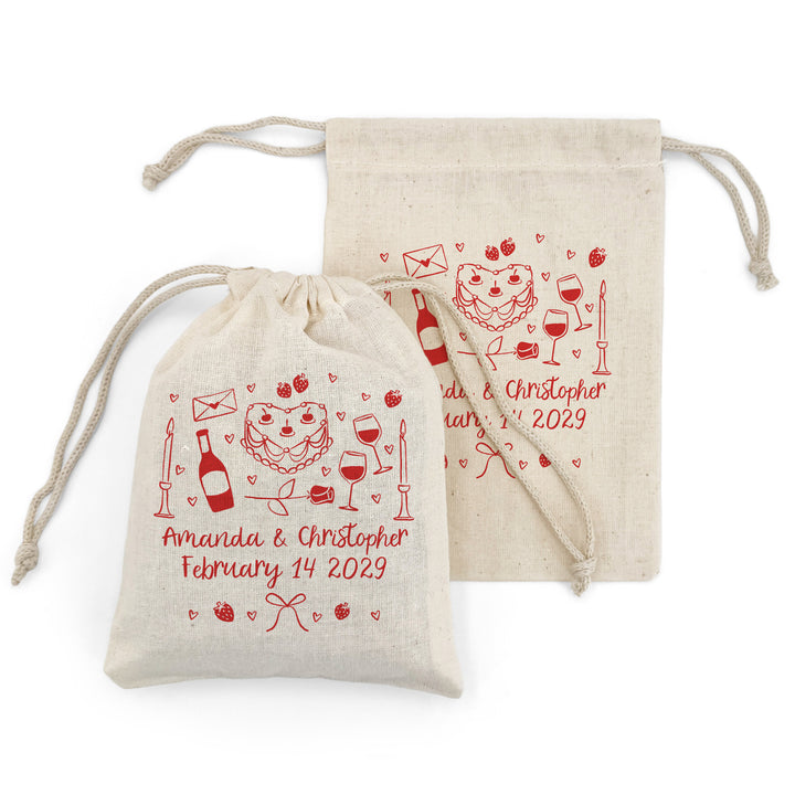 Valentine's Day Doodle Pattern, Drawstring Bags