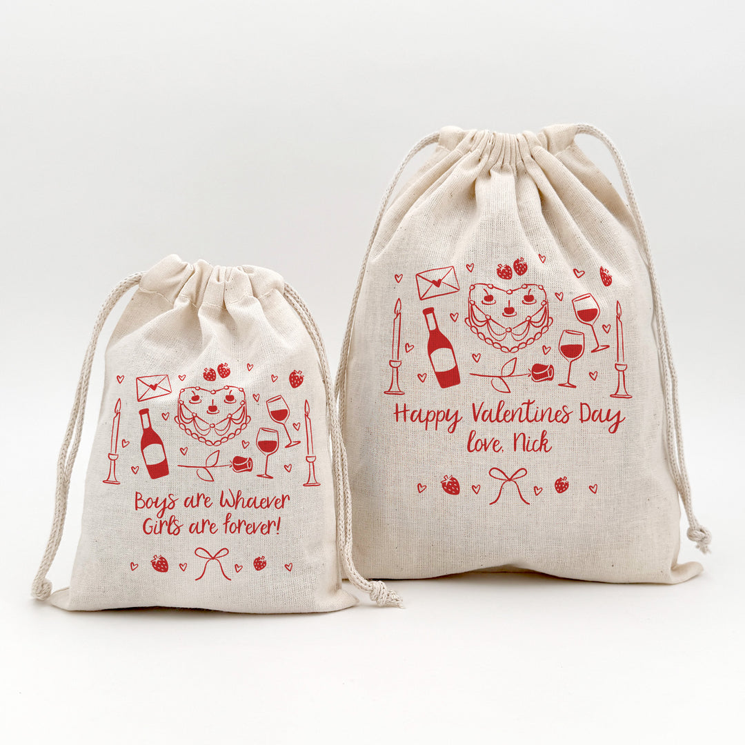 Valentine's Day Doodle Pattern, Drawstring Bags