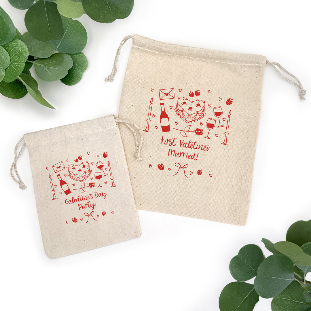 Valentine's Day Doodle Pattern, Drawstring Bags