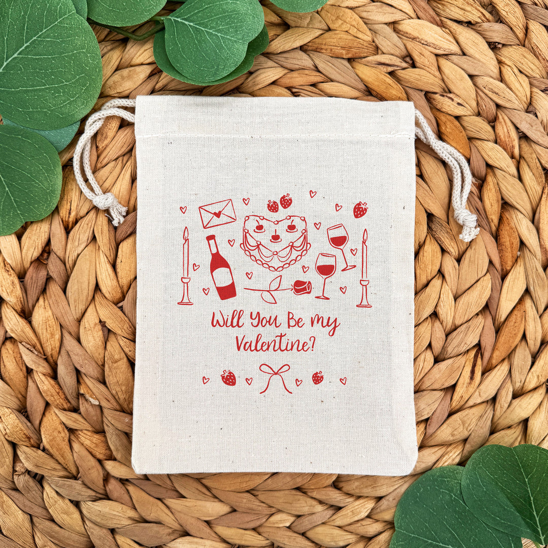 Valentine's Day Doodle Pattern, Drawstring Bags