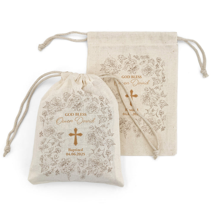 Chinoiserie Toile, Baptism Drawstring Bags