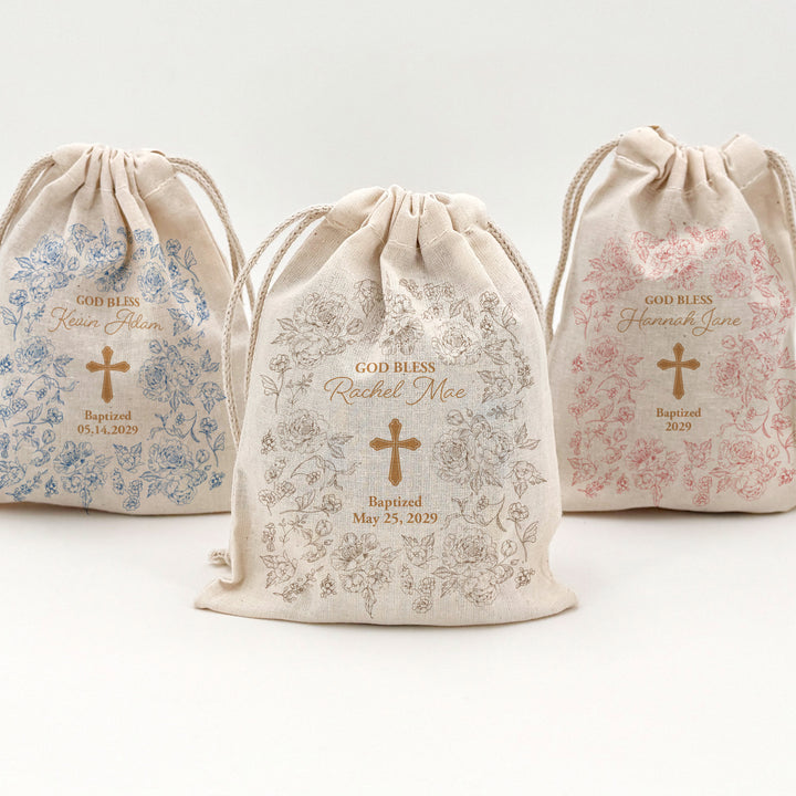 Chinoiserie Toile, Baptism Drawstring Bags