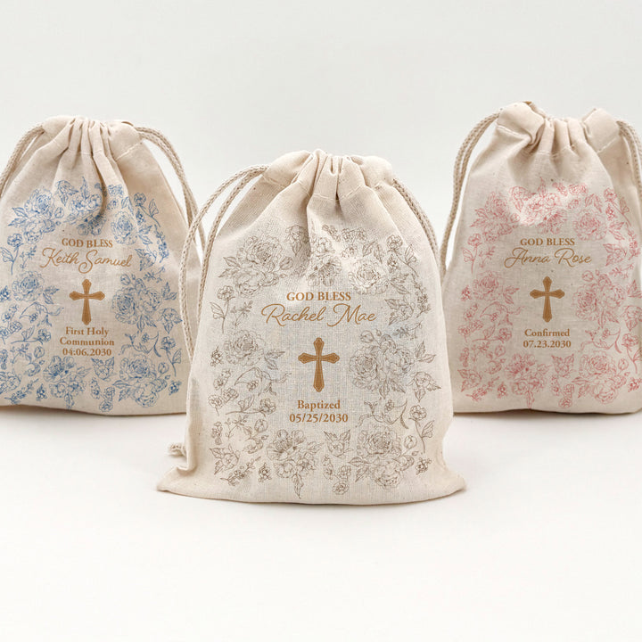 Chinoiserie Toile, Baptism Drawstring Bags