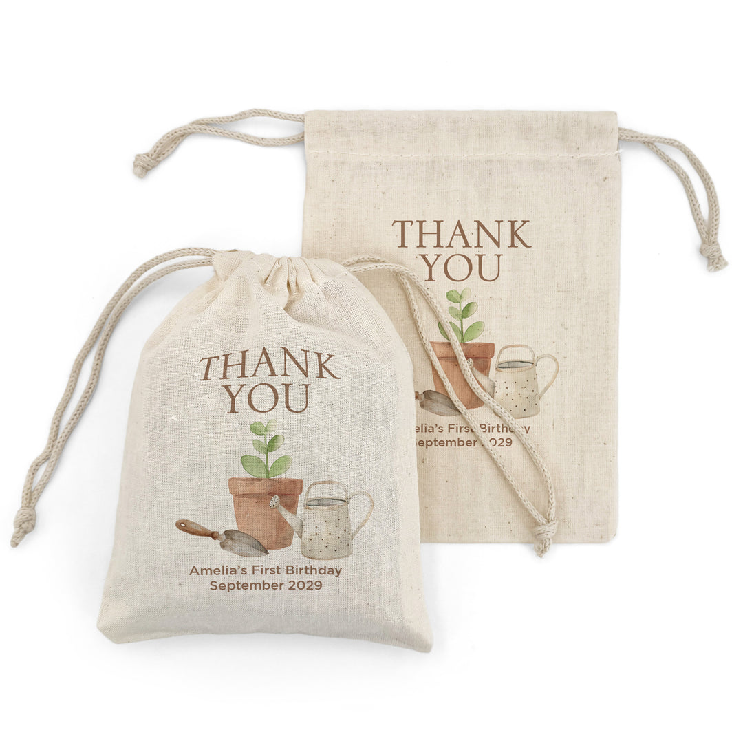 Little Sprout Birthday, Our Little Sprout is Turning One, Birthday Drawstring Bags