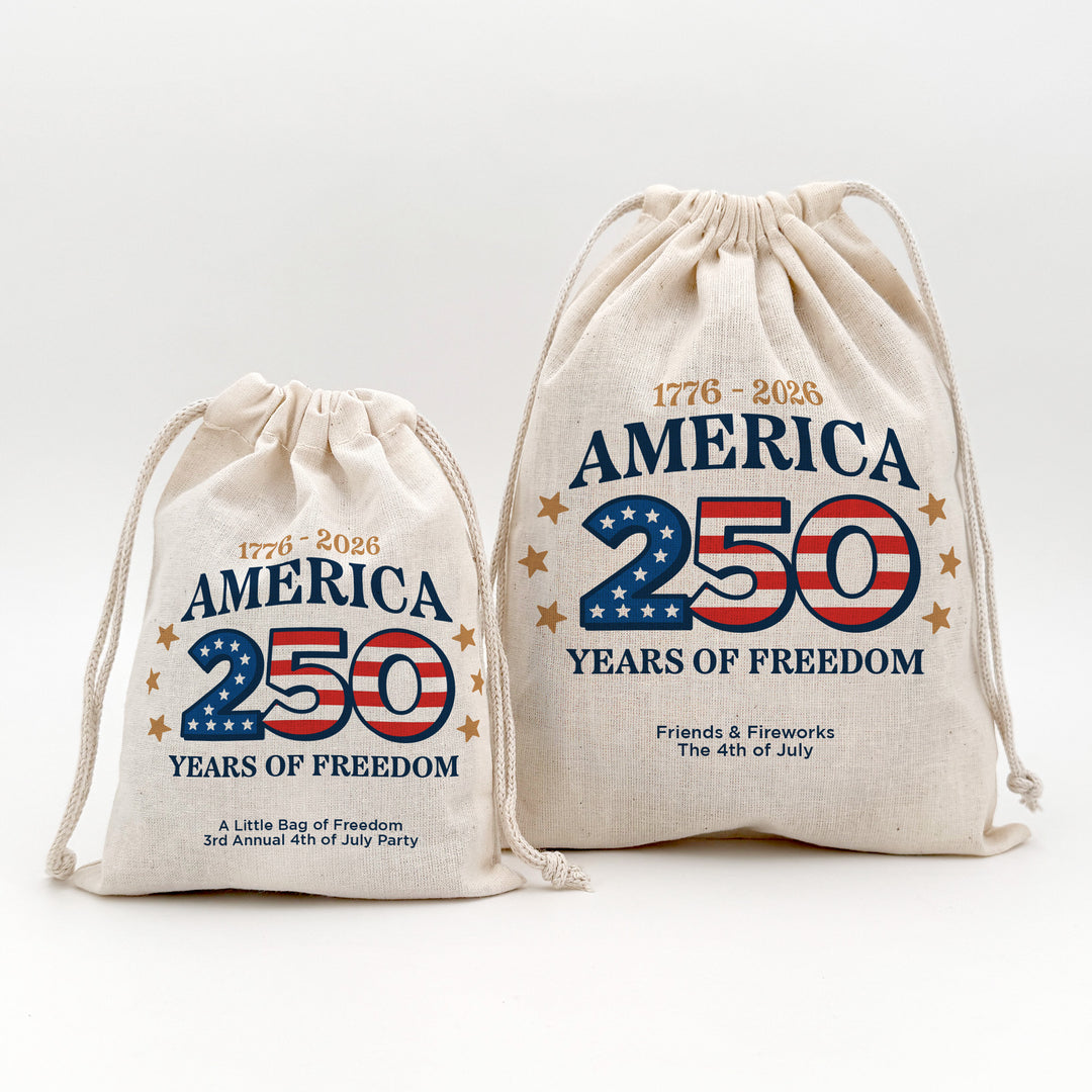 America 250 Favor Bags, Independence Day Gift, Drawstring Bags