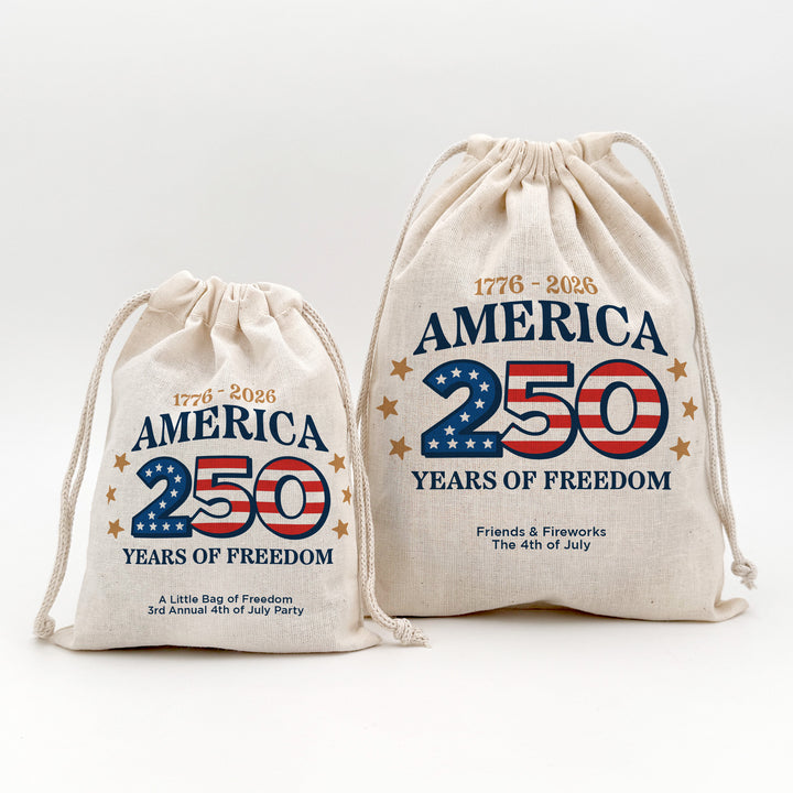 America 250 Favor Bags, Independence Day Gift, Drawstring Bags